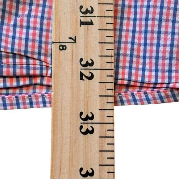 Peter Millar Blue & Orange Checked Button Down Men’s Size Large Weekender Finish - Picture 9 of 10